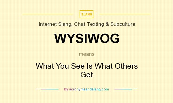 What does WYSIWOG mean? It stands for What You See Is What Others Get