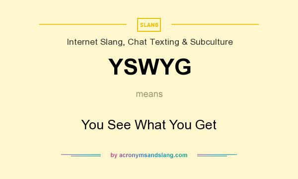 What does YSWYG mean? It stands for You See What You Get