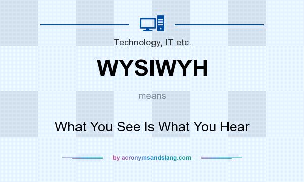 What does WYSIWYH mean? It stands for What You See Is What You Hear