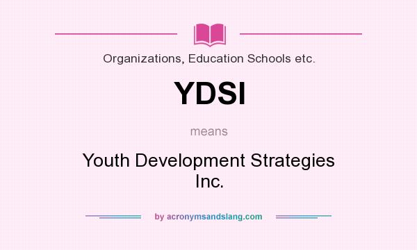 What does YDSI mean? It stands for Youth Development Strategies Inc.