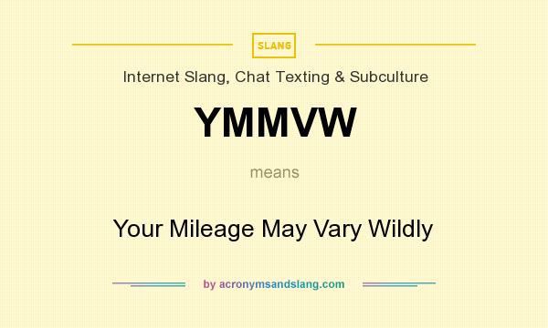 What does YMMVW mean? It stands for Your Mileage May Vary Wildly