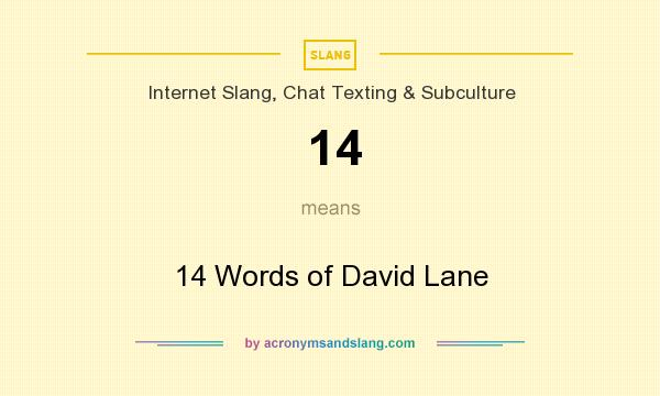 What does 14 mean? It stands for 14 Words of David Lane
