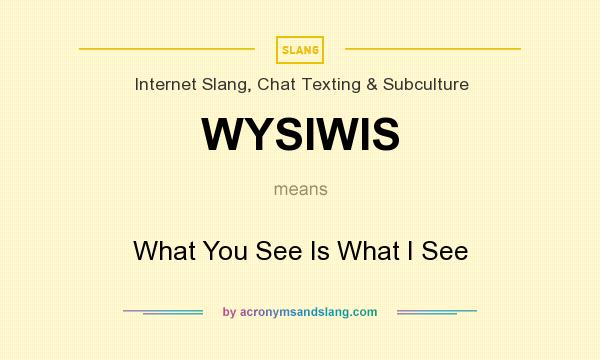 What does WYSIWIS mean? It stands for What You See Is What I See