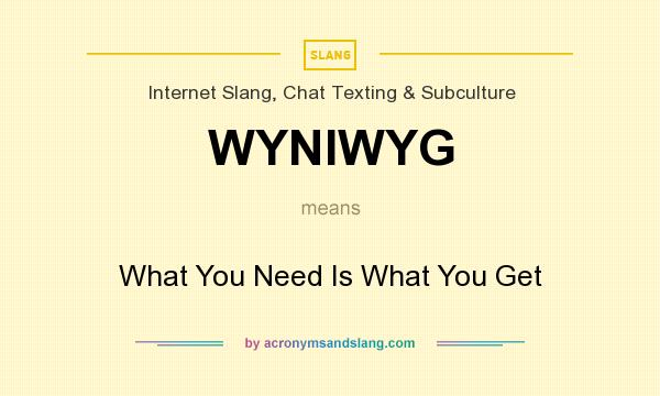 What does WYNIWYG mean? It stands for What You Need Is What You Get