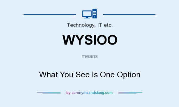 What does WYSIOO mean? It stands for What You See Is One Option