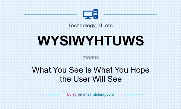 What does WYSIWYHTUWS mean? It stands for What You See Is What You Hope the User Will See