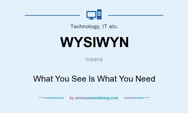 What does WYSIWYN mean? It stands for What You See Is What You Need