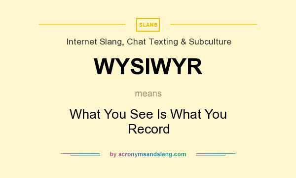 What does WYSIWYR mean? It stands for What You See Is What You Record