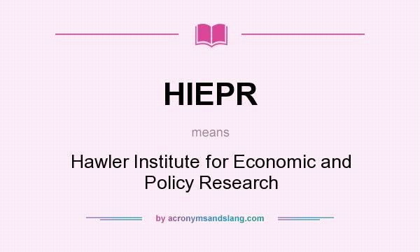 What does HIEPR mean? It stands for Hawler Institute for Economic and Policy Research