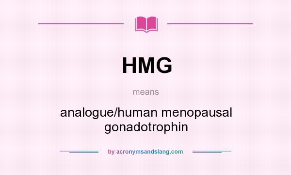 What does HMG mean? It stands for analogue/human menopausal gonadotrophin