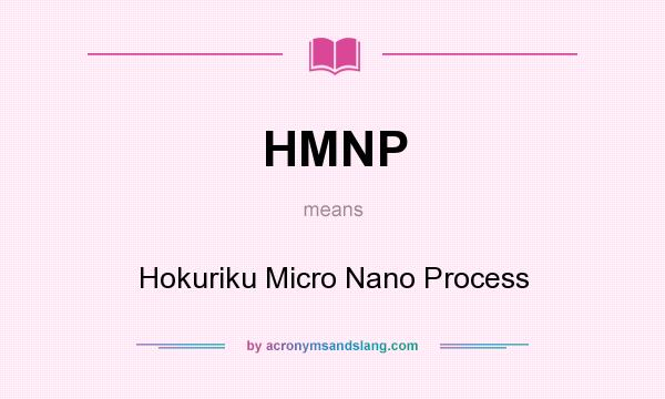 What does HMNP mean? It stands for Hokuriku Micro Nano Process