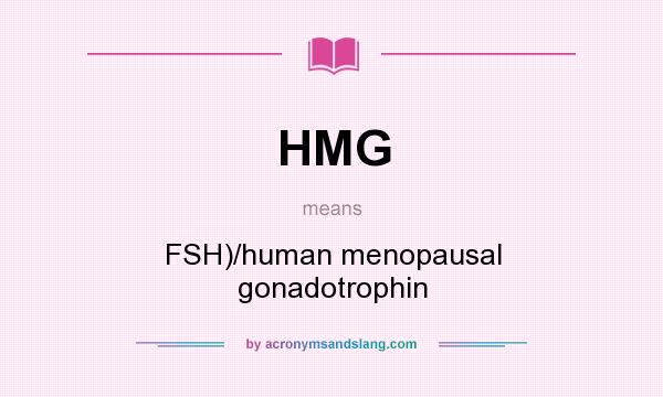 What does HMG mean? It stands for FSH)/human menopausal gonadotrophin