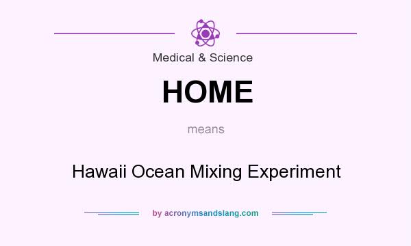 What does HOME mean? It stands for Hawaii Ocean Mixing Experiment