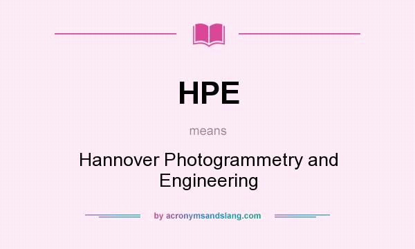 What does HPE mean? It stands for Hannover Photogrammetry and Engineering