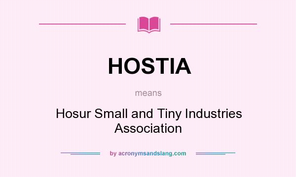 What does HOSTIA mean? It stands for Hosur Small and Tiny Industries Association