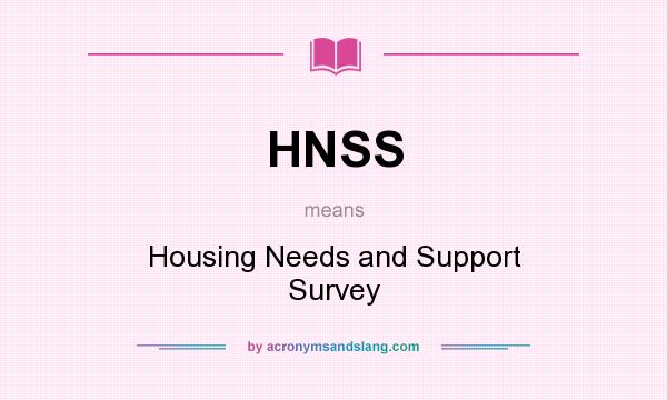 What does HNSS mean? It stands for Housing Needs and Support Survey