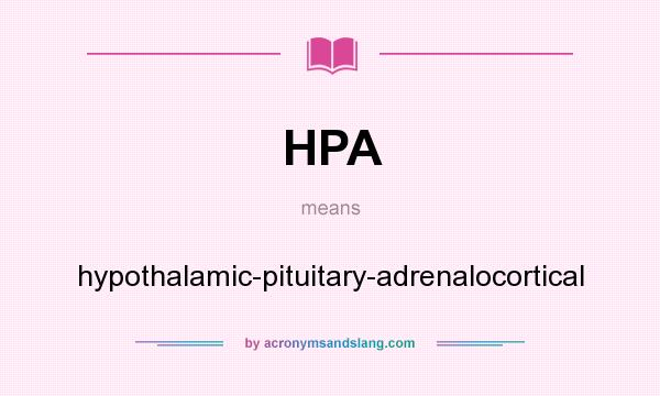 What does HPA mean? It stands for hypothalamic-pituitary-adrenalocortical