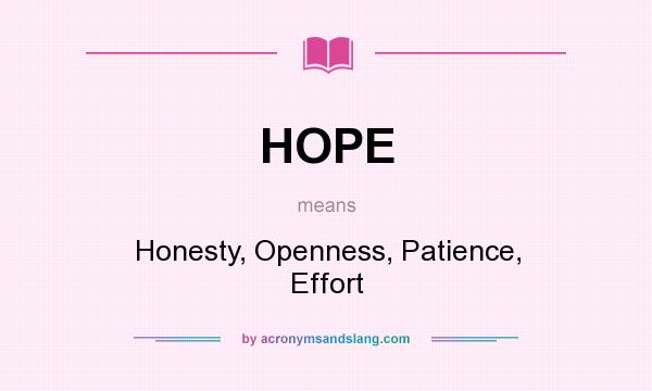 HOPE Honesty Openness Patience Effort In Undefined By 