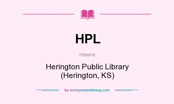What does HPL mean? It stands for Herington Public Library (Herington, KS)