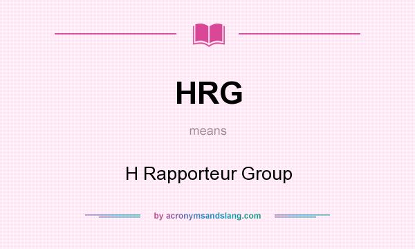 What does HRG mean? It stands for H Rapporteur Group