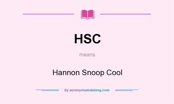What does HSC mean? It stands for Hannon Snoop Cool