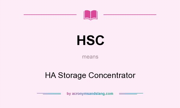 What does HSC mean? It stands for HA Storage Concentrator