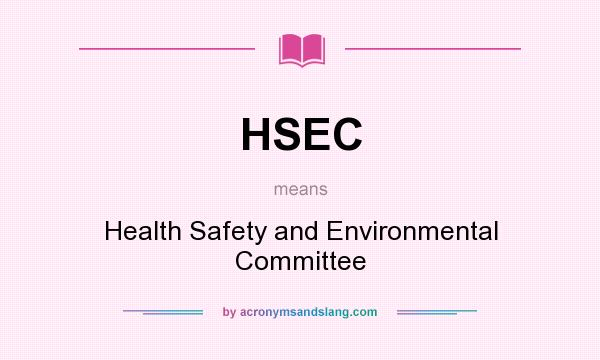 What does HSEC mean? It stands for Health Safety and Environmental Committee