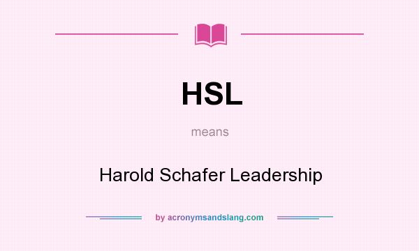 What does HSL mean? It stands for Harold Schafer Leadership