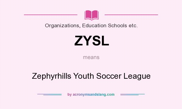 What does ZYSL mean? It stands for Zephyrhills Youth Soccer League