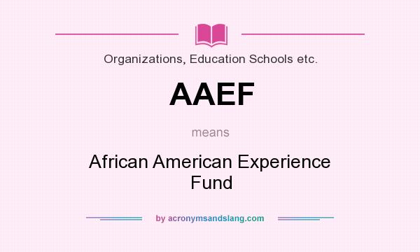 What does AAEF mean? It stands for African American Experience Fund