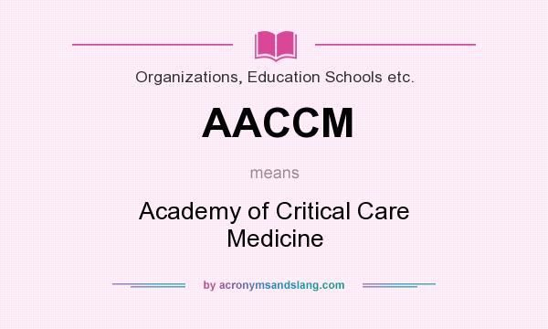 What does AACCM mean? It stands for Academy of Critical Care Medicine