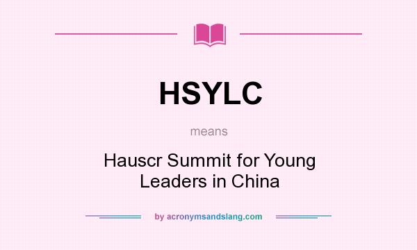What does HSYLC mean? It stands for Hauscr Summit for Young Leaders in China