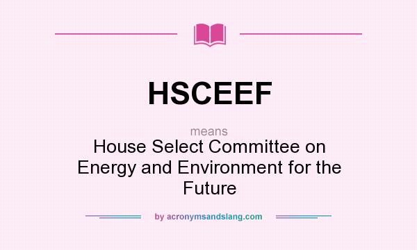 What does HSCEEF mean? It stands for House Select Committee on Energy and Environment for the Future