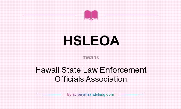 What does HSLEOA mean? It stands for Hawaii State Law Enforcement Officials Association