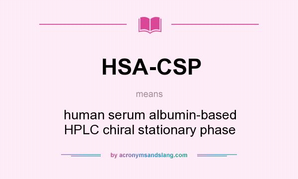 What does HSA-CSP mean? It stands for human serum albumin-based HPLC chiral stationary phase