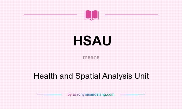 What does HSAU mean? It stands for Health and Spatial Analysis Unit