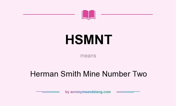 What does HSMNT mean? It stands for Herman Smith Mine Number Two