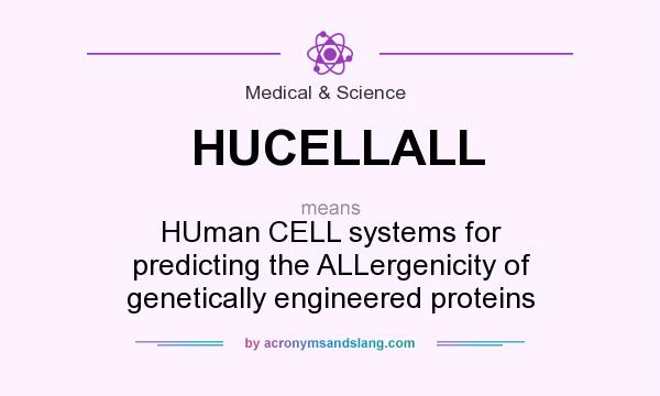 What does HUCELLALL mean? It stands for HUman CELL systems for predicting the ALLergenicity of genetically engineered proteins