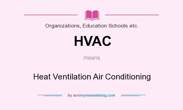 What does HVAC mean? It stands for Heat Ventilation Air Conditioning