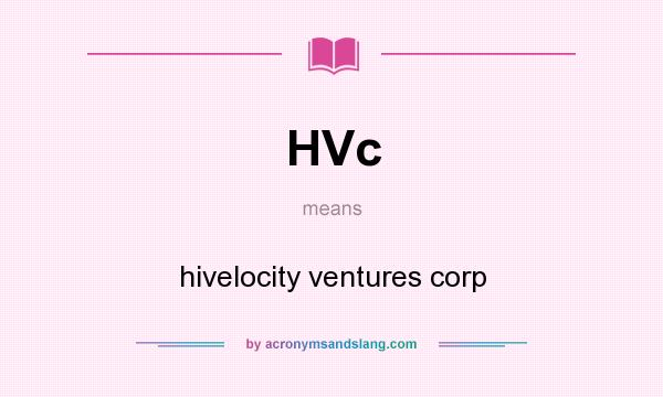 What does HVc mean? It stands for hivelocity ventures corp