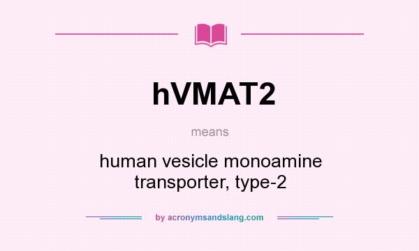 What does hVMAT2 mean? It stands for human vesicle monoamine transporter, type-2