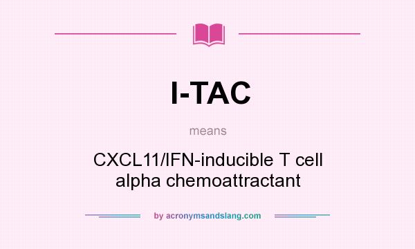 What does I-TAC mean? It stands for CXCL11/IFN-inducible T cell alpha chemoattractant