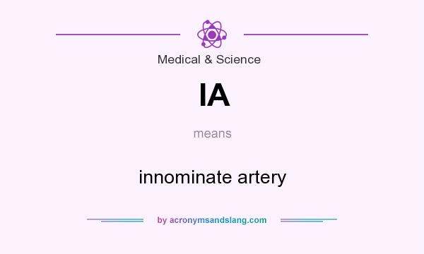What does IA mean? It stands for innominate artery