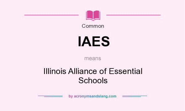 What does IAES mean? It stands for Illinois Alliance of Essential Schools