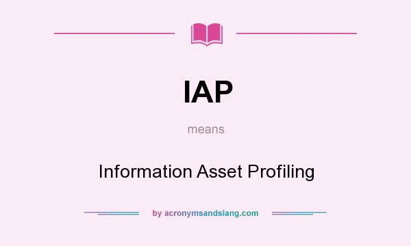 What does IAP mean? It stands for Information Asset Profiling