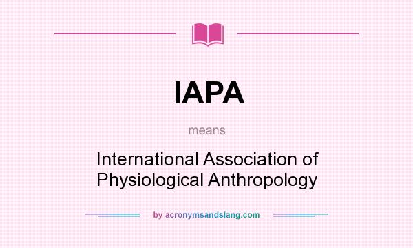 What does IAPA mean? It stands for International Association of Physiological Anthropology