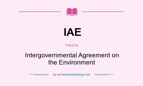 What does IAE mean? It stands for Intergovernmental Agreement on the Environment