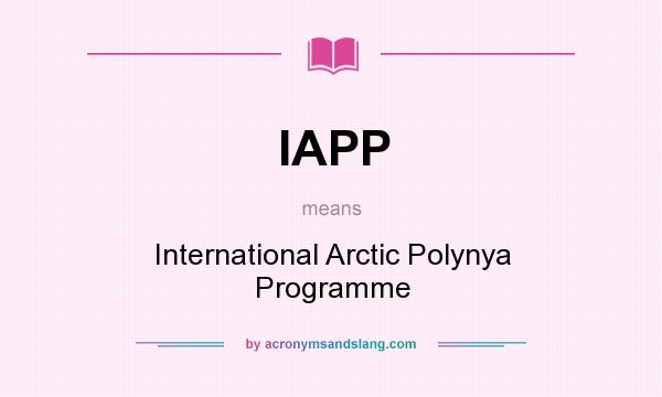 What does IAPP mean? It stands for International Arctic Polynya Programme