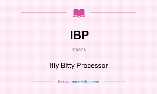 What does IBP mean? It stands for Itty Bitty Processor