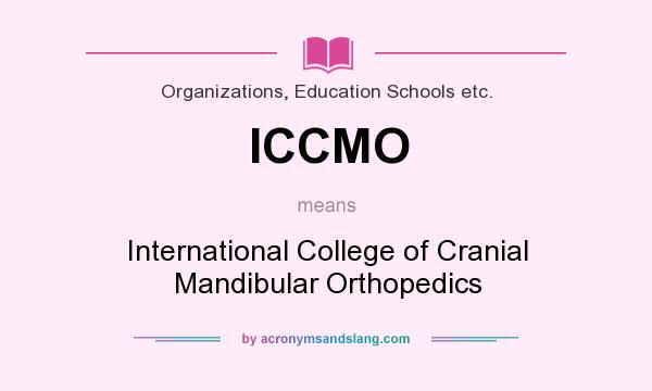 What does ICCMO mean? It stands for International College of Cranial Mandibular Orthopedics